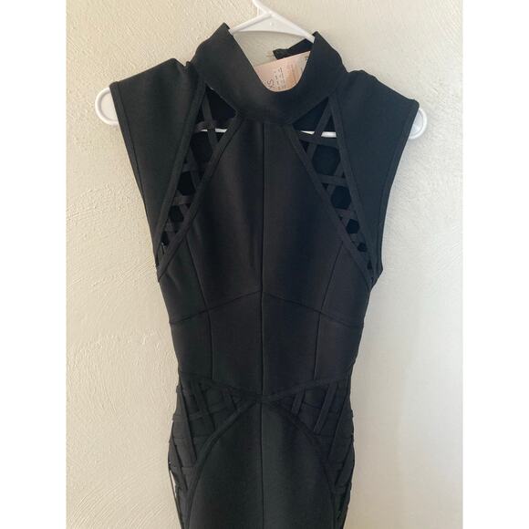 NWT House of CB Black Saira Bandage Bodycon Midi Sexy Cocktail Dress XS - Picture 7 of 7